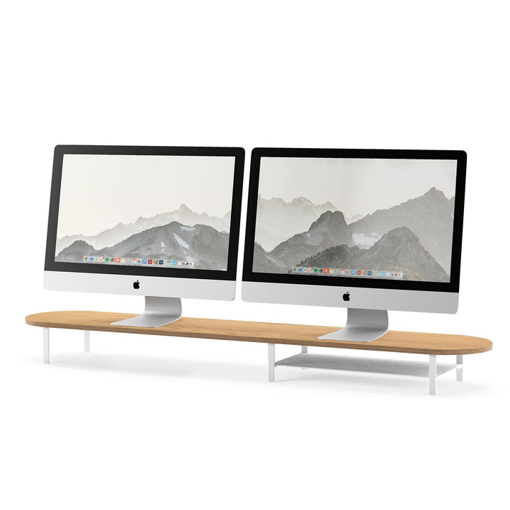 Woodcessories Monitorständer Holz 2 Monitore Eiche - Ergonomisch Schreibtisch Monitorerhöhung / Bild