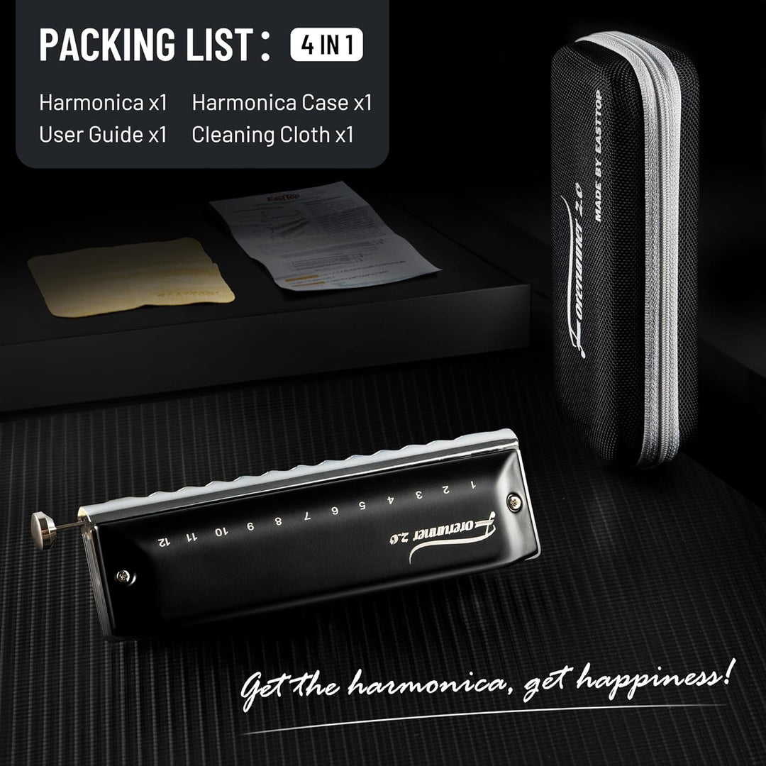 EAST TOP Aktualisiert FORERUNNER 2.0 ohne Ventile Chromatische Harmonika 12-Loch 48 Töne C Key Chrom