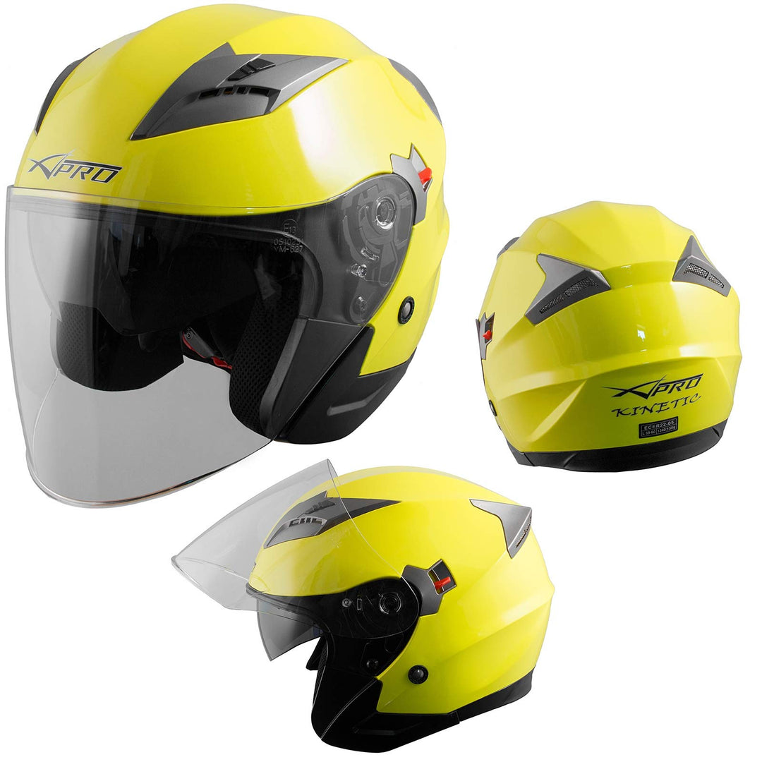 Motorradhelm Helm Sturzhelm Jethelm Roller Innensonnenblende Visier 53-54 cm ( XS) Flou, 53-54 cm (