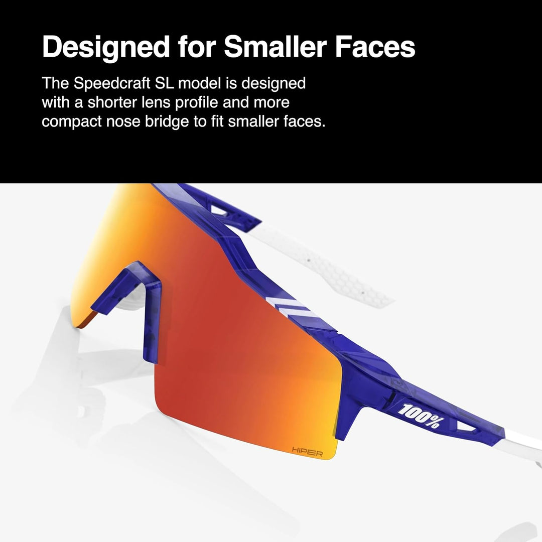 100% GAFAS Speedraft SL - Matt Weiss/Metallic Blau - Hiper Blue Multilayer Mirror Linsen