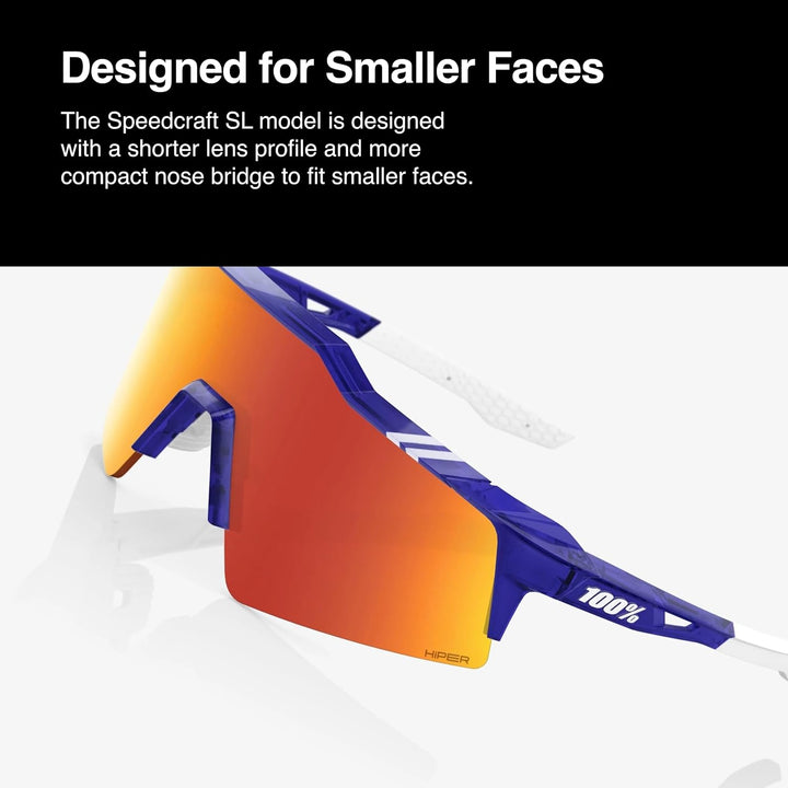 100% GAFAS Speedraft SL - Matt Weiss/Metallic Blau - Hiper Blue Multilayer Mirror Linsen