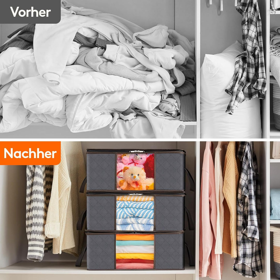 Lifewit 6 Stück 35L Aufbewahrungstasche, Unterbett Aufbewahrungsbox Kleideraufbewahrung, Faltbare Um
