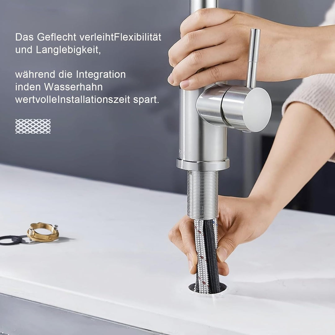 SURFOU Wasserhahn Küche Ausziehbar Schlauch, Küchenarmatur mit Brause Hochdruck, Spültischarmatur Wa