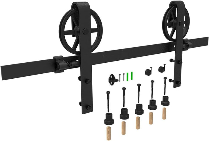 Schiebetürbeschlag 173cm Schiebetüren Schiebetürsystem Komplettset Laufschiene Rollen Set Schwarz fü