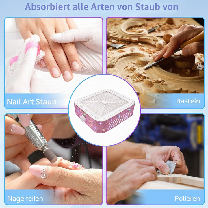 CGBE Staubabsaugung für nägel, 120W Nagelstaubsauger mit 2 Filter Saugstark Professionell Nagel Stau