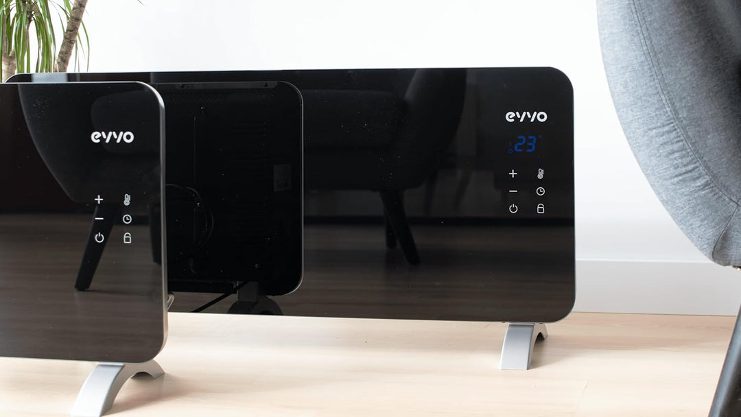 EVVO C Glas-Konvektor, WLAN, 2.000 W, Touchscreen, Fernbedienung, Timer, Fusshalterung, Überhitzungs