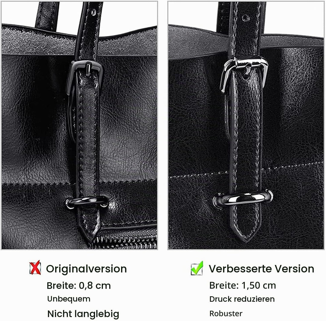 S-ZONE Damen Echtleder Tasche Shopper Gross Tote Handtasche Henkeltasche (A-schwarz), Schwarz