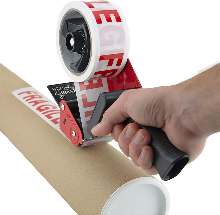 Rapesco 1682 Germ-Savvy Antibakteriell 960 Klebeband-Handabroller mit 5 „Fragile“ Packbänder Spender