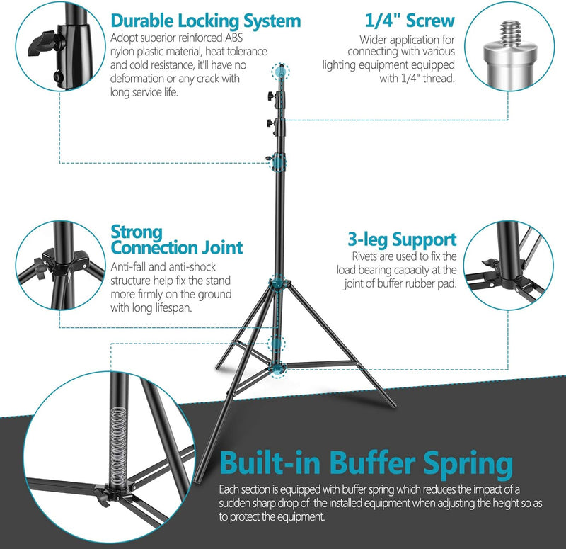 Neewer Heavy Duty Light Stand, Aluminiumlegierung 4m einstellbare Fotografie Stativ mit eingebautem
