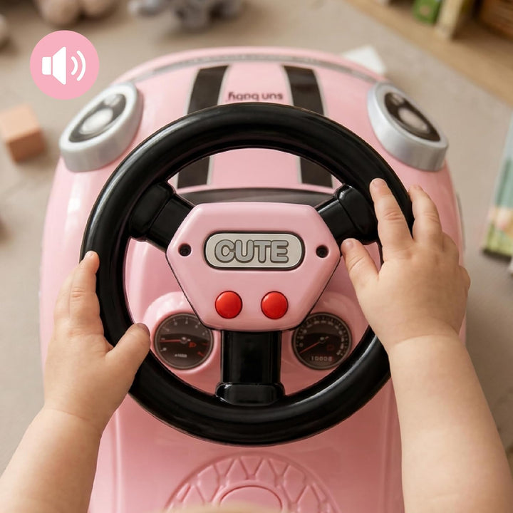 Rutschauto ab 1 Jahr, Lauflernwagen, Kinderauto Indoor, Rutschfahrzeug mit Klängen (Rosa), Rosa