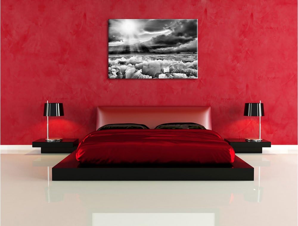 Pixxprint Monocrome, Blaues Polareis im Sonnenschein als Leinwandbild/Grösse: 100x70 / Wandbild/Kuns