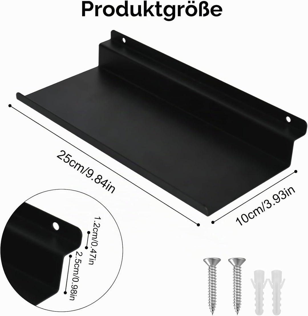 Regal für Akustikpaneele Wandregale aus Metall 25×10cm Akustikpaneele Zubehör Schwarz Schwebende Wan