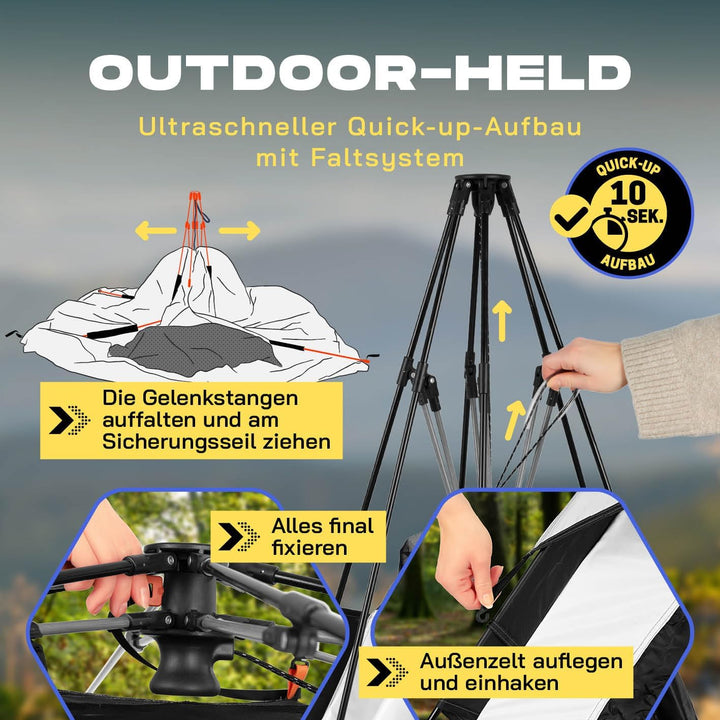 Lumaland Camping Zelt | Leichtes Pop Up Wurfzelt | 2-4 Personen Kuppelzelt | Trekking &amp; Festival Igl