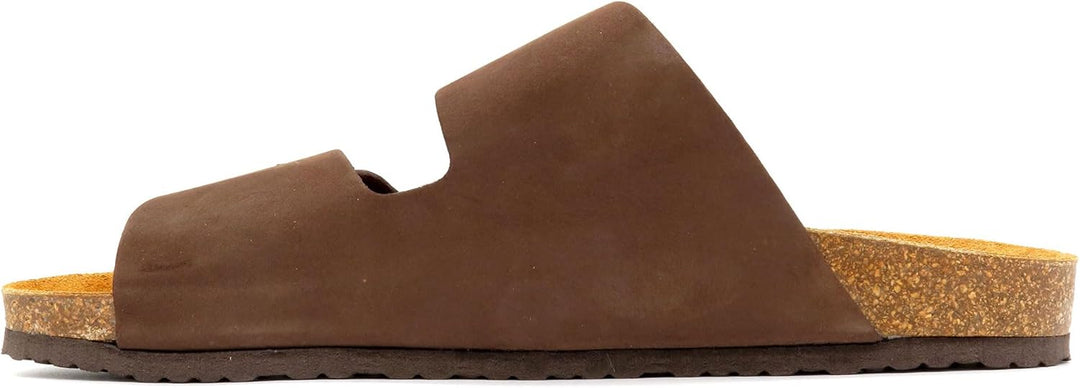 Casual Herren Pantoletten Nubuk Leder Sandalen Korksohle &amp; Echtleder Fussbett 39-47 42 EU Gaucho, 42