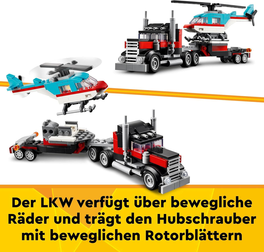 LEGO City Burger-Truck, Bauset mit Spielzeug-Auto für 5-jährige Kinder &amp; Creator 3in1 Tieflader mit