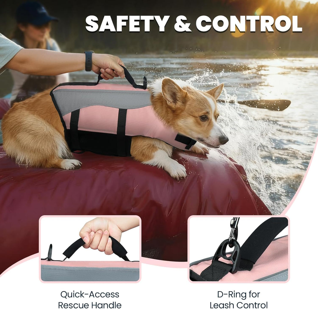 VIVAGLORY Front Float Schwimmweste Hund, Hundeschwimmweste für Bootfahren, Schwimmweste with Kopfstü