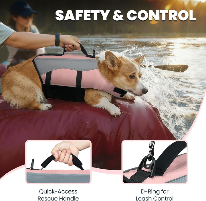 VIVAGLORY Front Float Schwimmweste Hund, Hundeschwimmweste für Bootfahren, Schwimmweste with Kopfstü