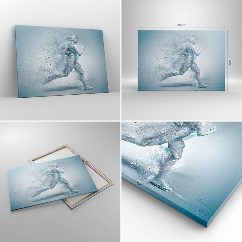 Bilder auf Leinwand 100x70cm Leinwandbild Energie Abbildung Jogging Marathon Gross Wanddeko Bild Sch