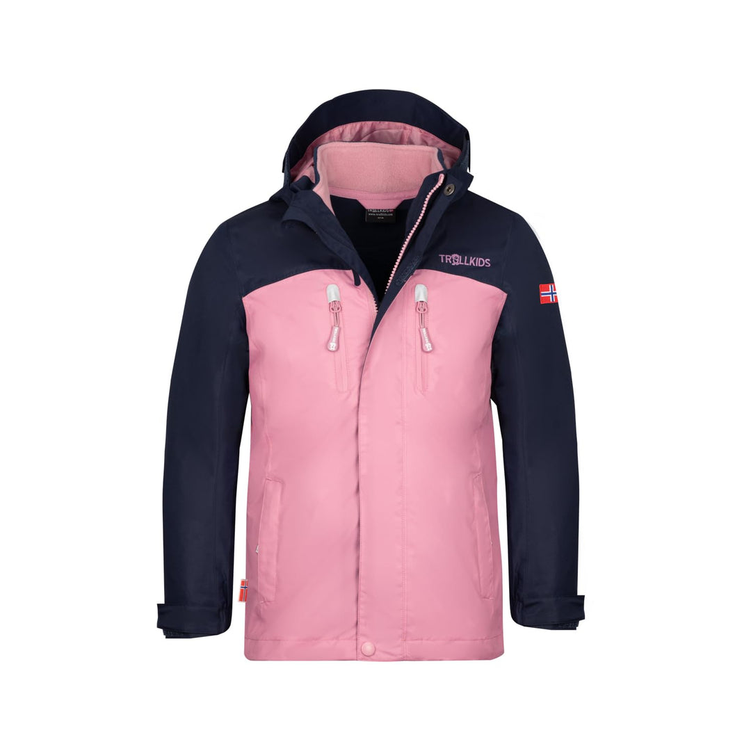 Trollkids Girls Bryggen 3in1 Jacket 164 Navy/Mauve, 164 Navy/Mauve