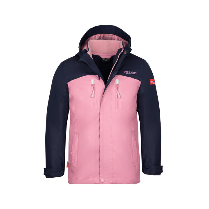Trollkids Girls Bryggen 3in1 Jacket 164 Navy/Mauve, 164 Navy/Mauve
