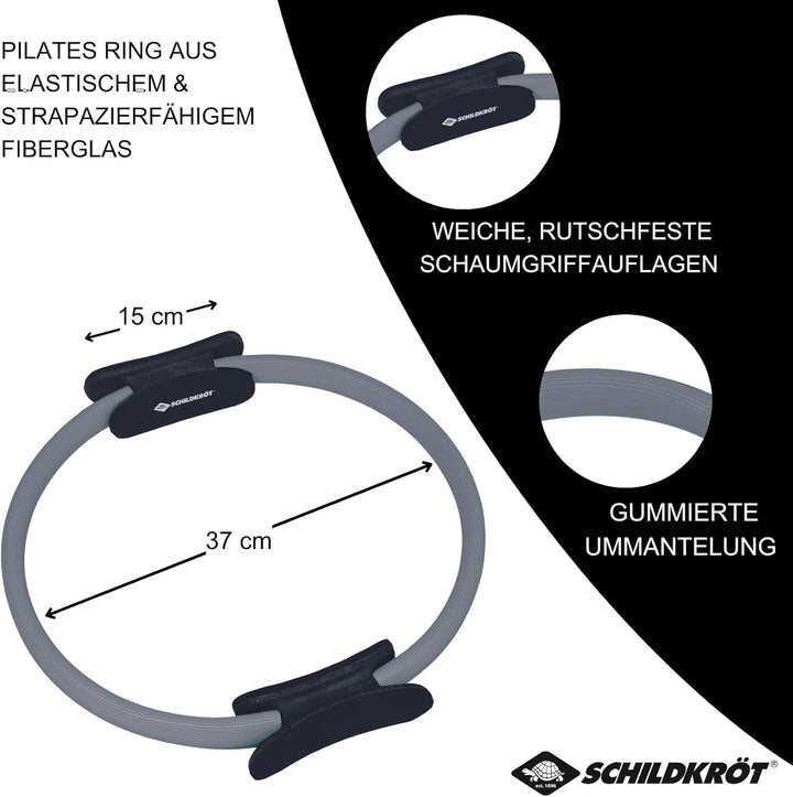 Schildkröt Pilates Ring, Fitness-Ring, Trainingsgerät für Core-Training, Durchmesser 37 cm, grün & g