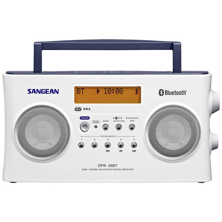 Sangean DPR-26BT tragbares DAB+ Digitalradio (UKW-Tuner, Bluetooth, AUX-In) weiss