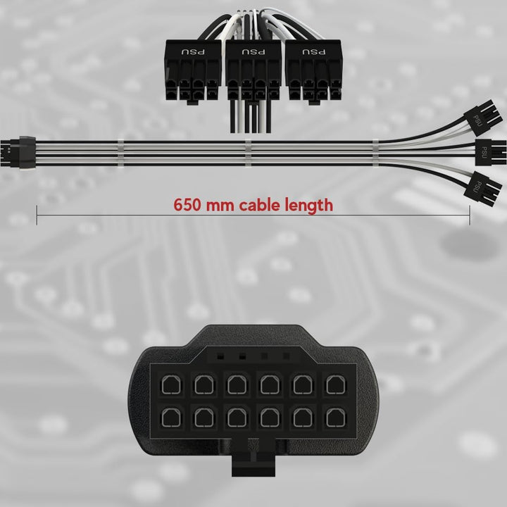 LINKUP - AVA PCIE 5.0 Geformtes & Gelötetes 16Pin (12+4) zu 3x8Pin | 16AWG Umhüllt | Kompatibel mit