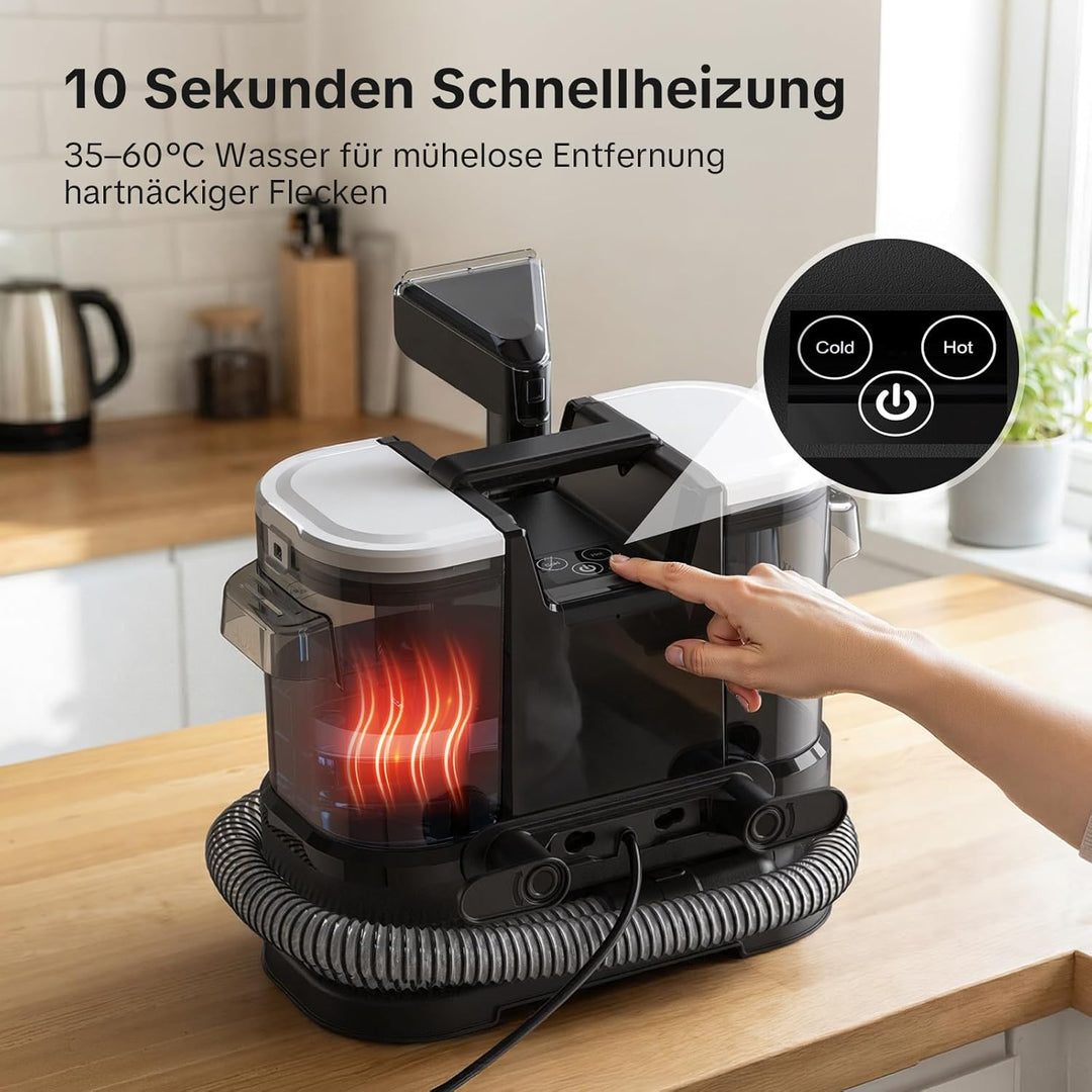 Lubluelu Nasssauger Polsterreiniger Gerät 20 kPa, 1400 W, Teppichreiniger Waschsauger mit 10 Sek. Sc