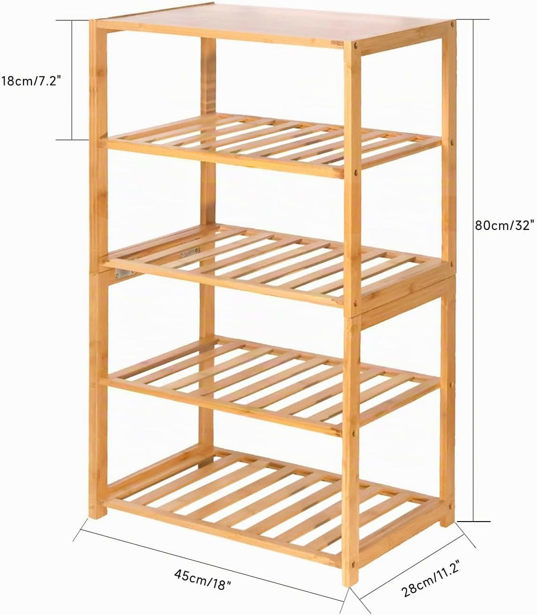 Schuhregal aus Bambus, freistehend, 5 Etagen, Mehrzweck-Regale für Flur, Schrank, Wohnzimmer, Eingan