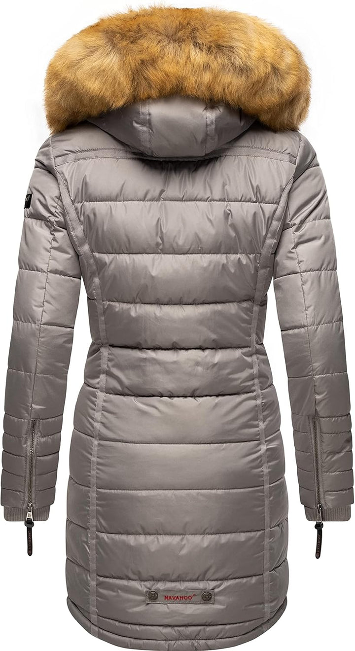 Navahoo Damen Warmer Winter Steppmantel Papaya XS-XXL S Zinc Grey, S Zinc Grey