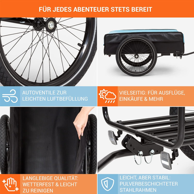Klarfit Companion Fahrradanhänger - Lastenanhänger Fahrrad mit grosser Ladefläche: 42 x 63 cm (BxT),