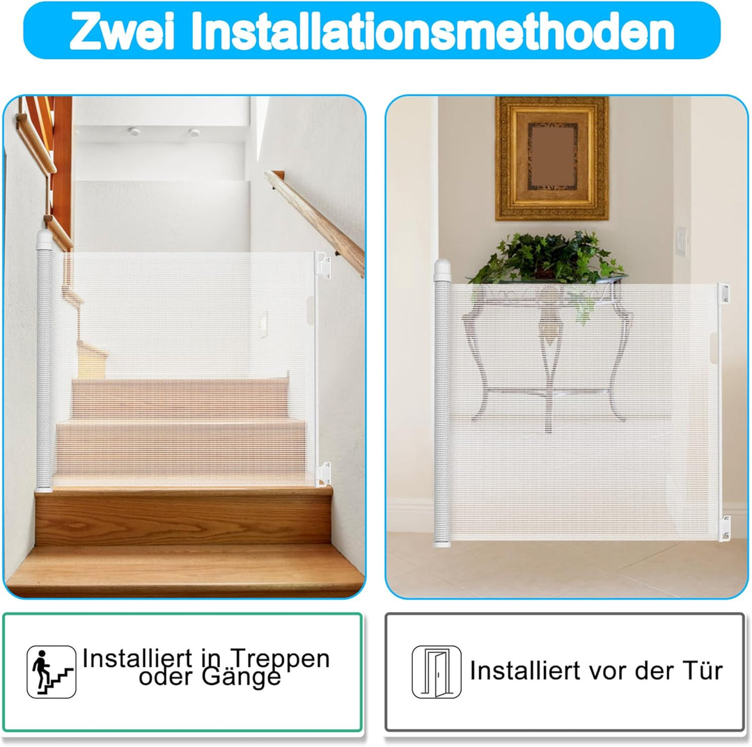 Treppenschutzgitter Ausziehbar Türschutzgitter 0-180cm für Babys & Haustiere, Treppengitter Absperrg