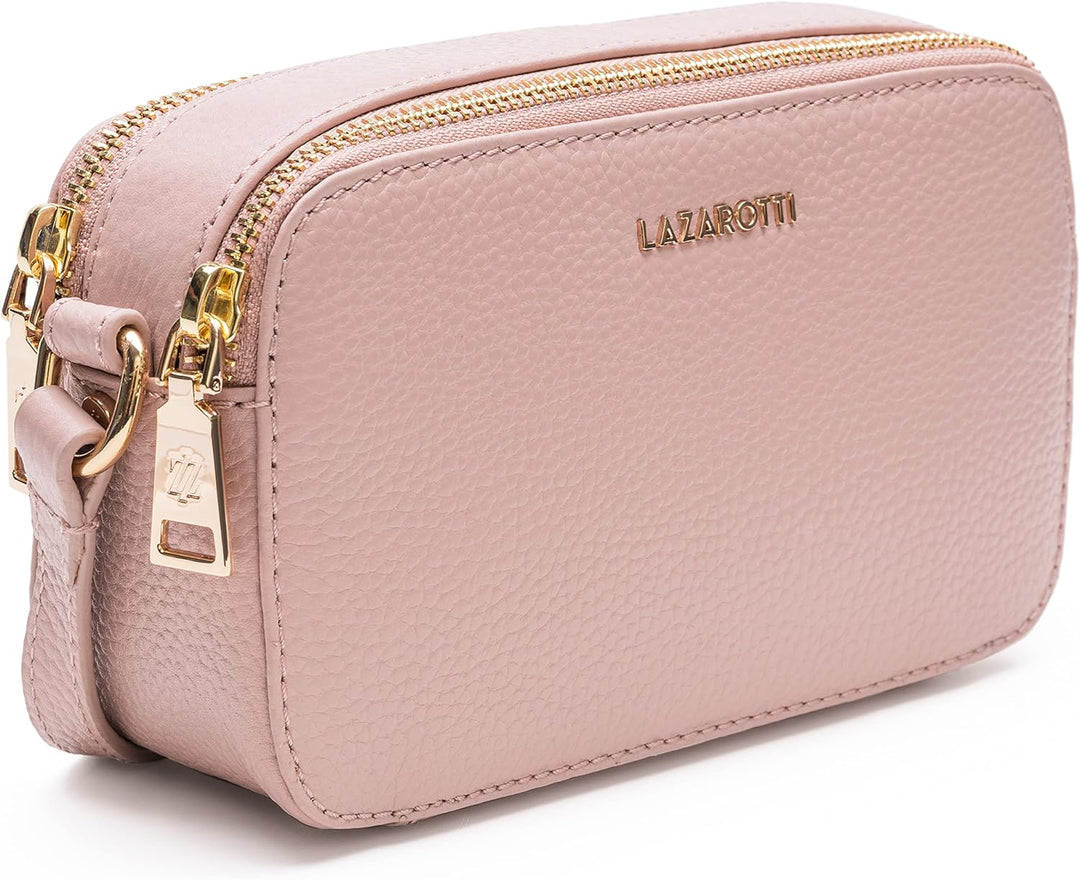 Lazarotti Bologna Leder Umhängetasche Damen | 2 Hauptfächer & längenverstellbarer Schulterriemen | m