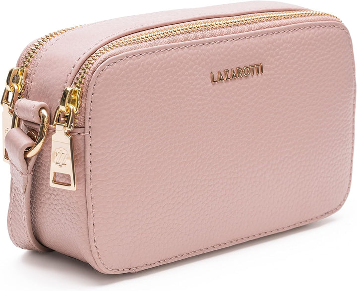 Lazarotti Bologna Leder Umhängetasche Damen | 2 Hauptfächer & längenverstellbarer Schulterriemen | m