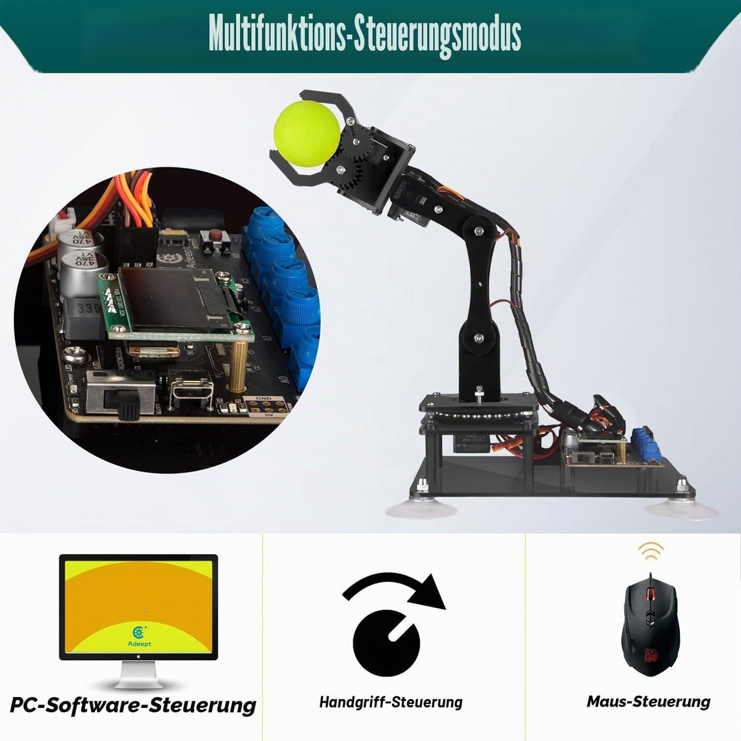 Adeept 5-DOF Roboter-Set, 5-Achsen-Roboter-Armspielzeug, kompatibel mit Arduino IDE, programmierbar,