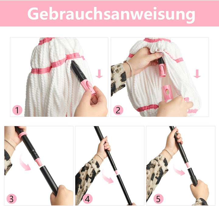 Bodenwischer mit Auswringfunktion,Wischmopp mit Aussergewöhnlicher Saugkraft,Wischer Boden Fliesenwi