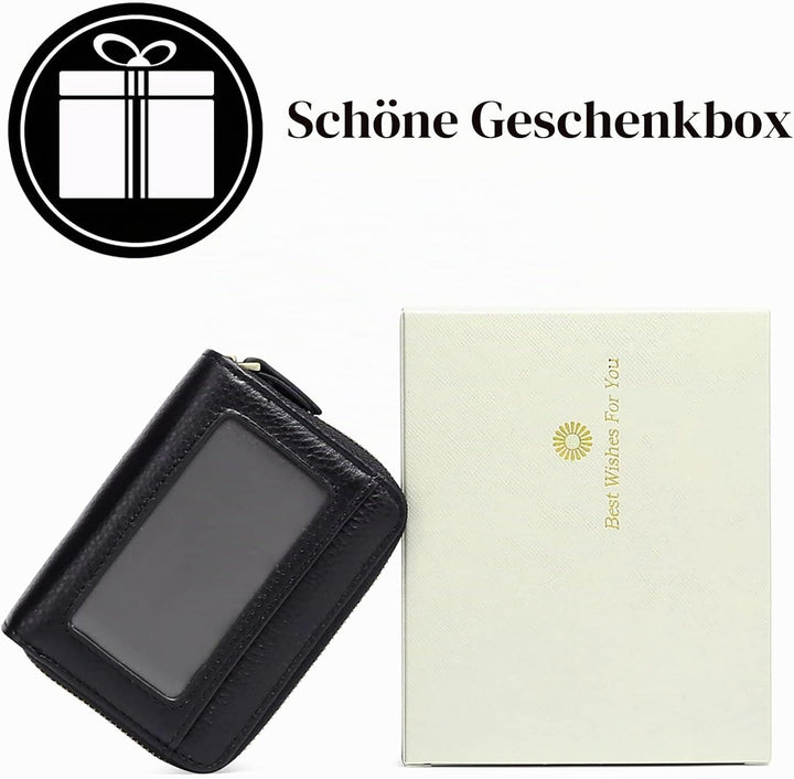 GAEKEAO Damen Geldbörse klein aus Echtes Leder, Geldbeutel für Frauen mit RFID-Schutz, Mini Damen Po
