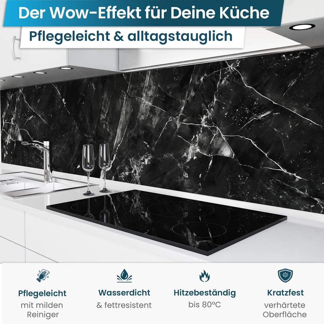 danario Küchenrückwand selbstklebend - Matt - Spritzschutz Küche - versteifte PET Folie - 0,4 mm - M