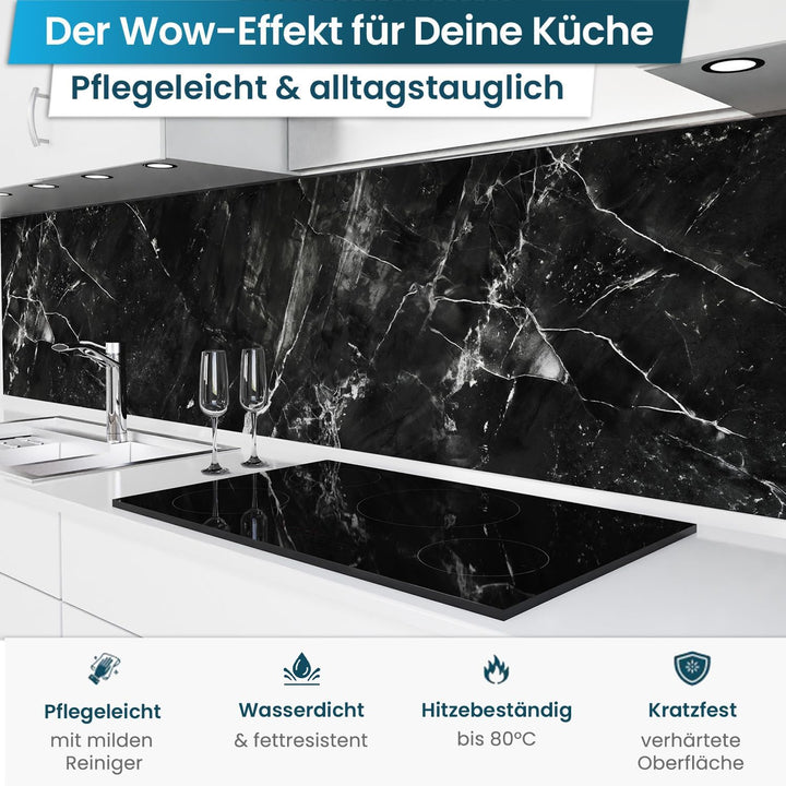 danario Küchenrückwand selbstklebend - Matt - Spritzschutz Küche - versteifte PET Folie - 0,4 mm - M