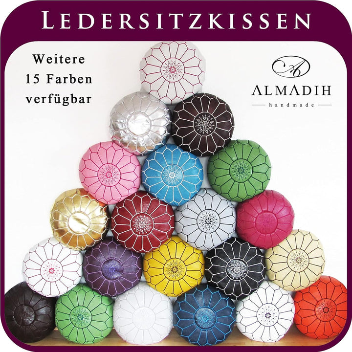 ALMADIH Lederkissen L mit Füllung hell braun 35x35 cm 100% traditionelle Handarbeit echtes Leder - S