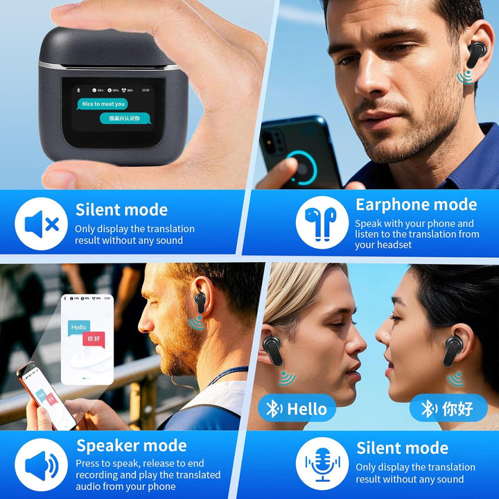 AI Sprachübersetzer-Ohrhörer, professionelle drahtlose Bluetooth Übersetzungs Ohrhörer, 144 Online-S