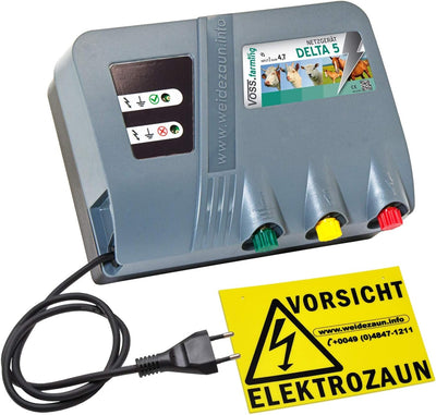 VOSS.farming Weidezaungerät Delta 5, 230V Elektrozaungerät, 4,7 Joule, 11300 Volt, zum Einzäunen von