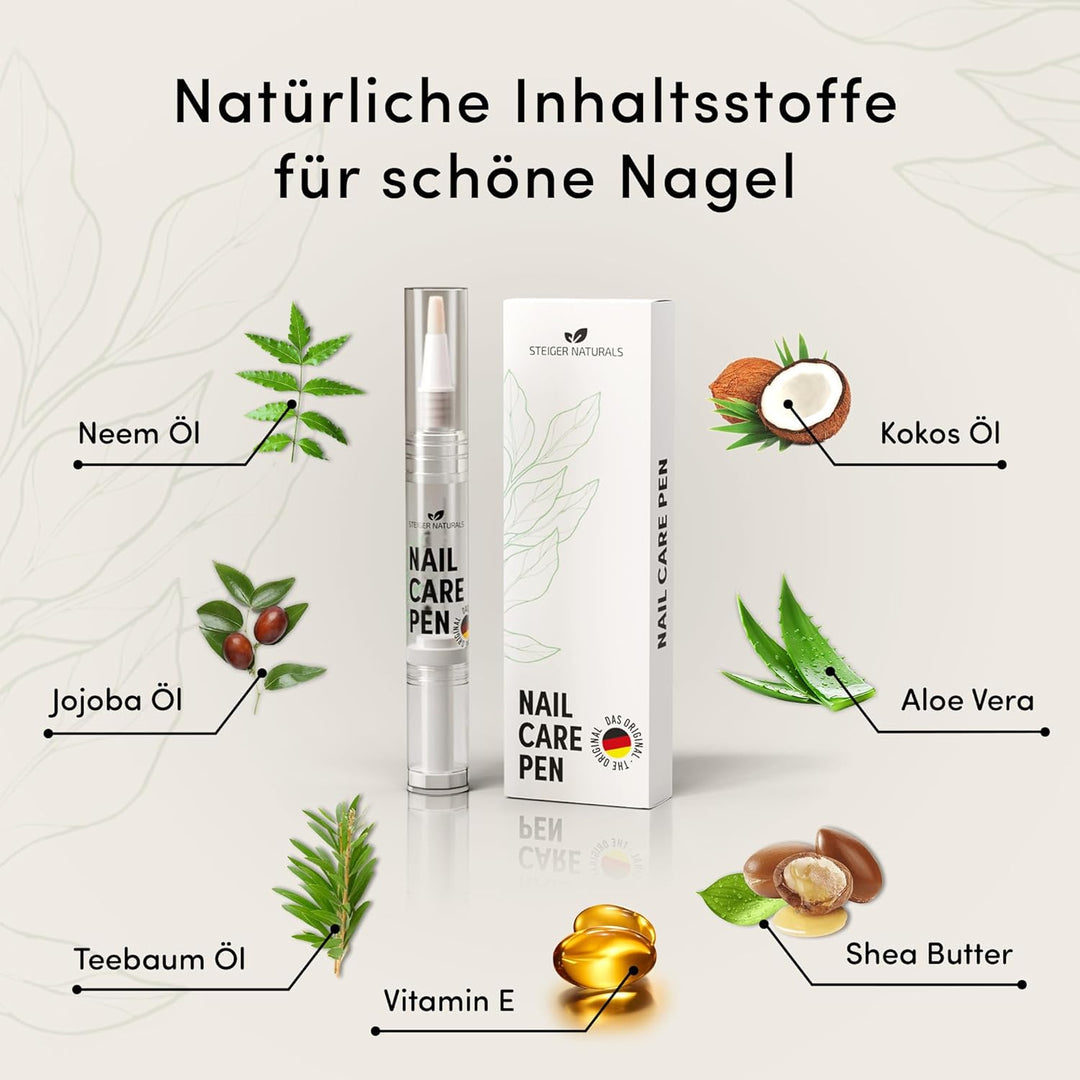 Steiger Naturals Nail Care Pen – Nagelpflegestift für Nägel mit Neem Öl, Jojoba und Teebaum - 100% N