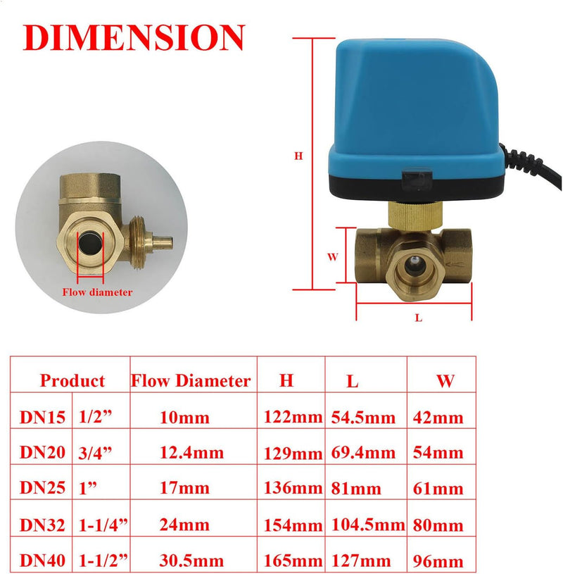 OemClima T typ - 3 Wege motorkugelhahn zonenventil 3 Wege ventil elektrisch DC 5V 12V 24V 1/2 3/4 1