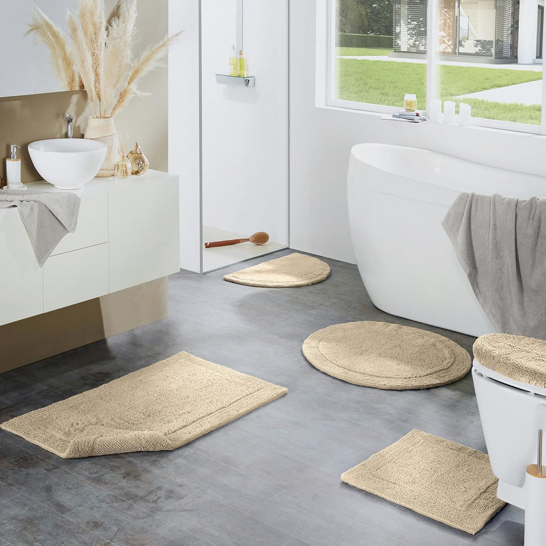 Erwin Müller Badematte, Badteppich Uni Serie Stuttgart beige Grösse 60x150 cm - extra dick, hohe Sau