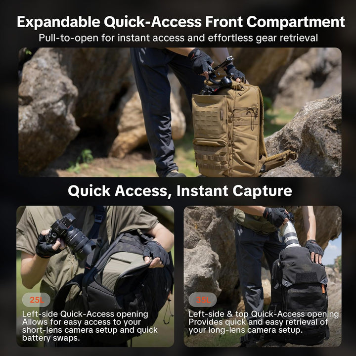 PGYTECH OneMo TAC Kamerarucksack 25L/35L, Wasserdicht Taktisch Fotorucksack Kompatibel mit DSLR/SLR/