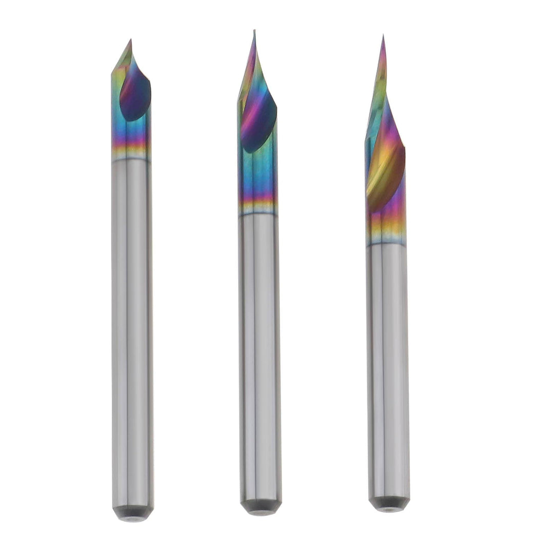 The Lord of the Tools 3 Stück 1/8 Zoll Schaft V-Nut CNC-Fräser Schaftfräser 20/30/60 Grad 0,1 Mm 2-s