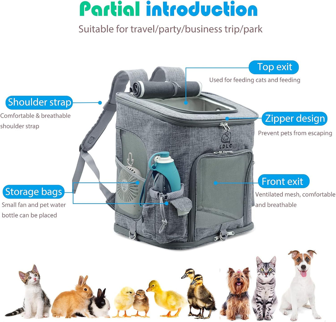 PETCUTE Hunderucksack,Faltbarer Katzenrucksack für Katzen und Hunde mit Abnehmbare Matte,Atmungsakti