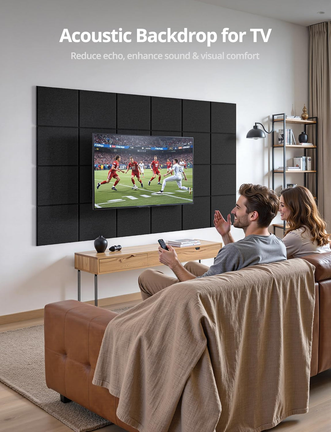 Akustikplatten Selbstklebend Filz, 12 Stück Wand, Decke, Tür Schallabsorber für Studio, Wohnzimmer,