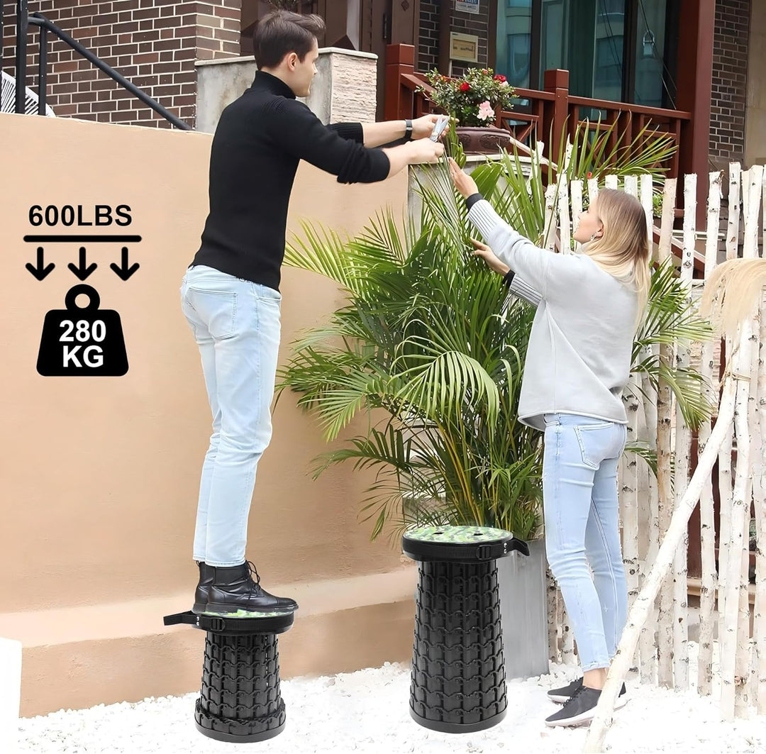 ALEVMOOM Tragbarer Klapphocker mit Kissen,Camping Hocker Teleskophocker,Klappbarer Hocker,Mini Leich